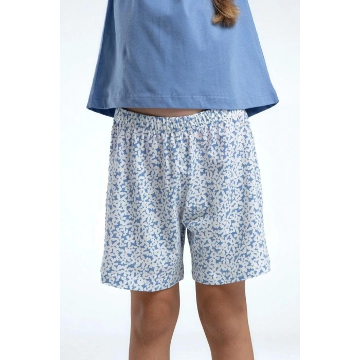 KIZ ÇOCUK ŞORT TAKIM - AÇIK İNDİGO