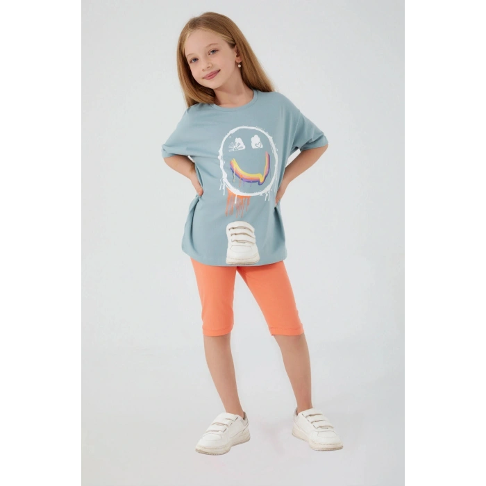 ANNE KIZ BERMUDA TAYT TAKIM - SU YEŞİLİ