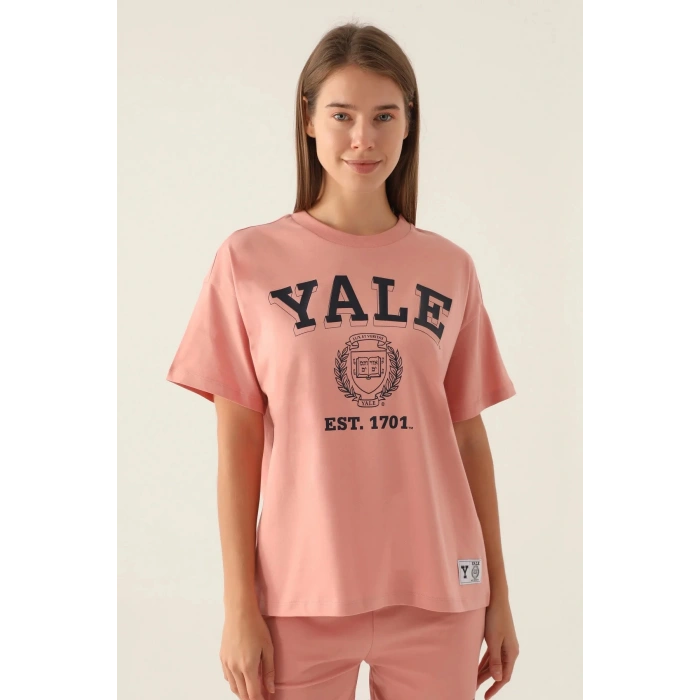 YALE KADIN TEK ÜST - RETRO PEMBE