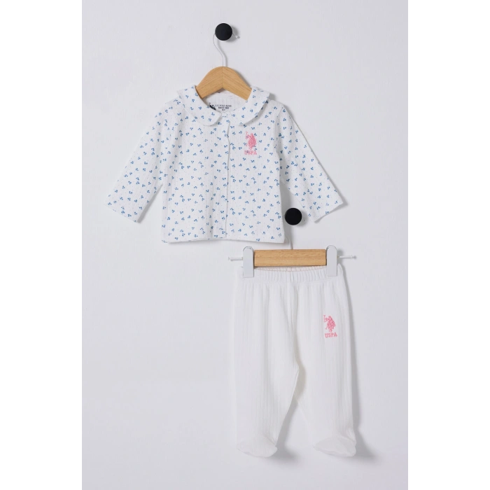 U.S.POLO ASSN. KIZ BEBEK 2Lİ TAKIM - BEYAZ/MAVİ