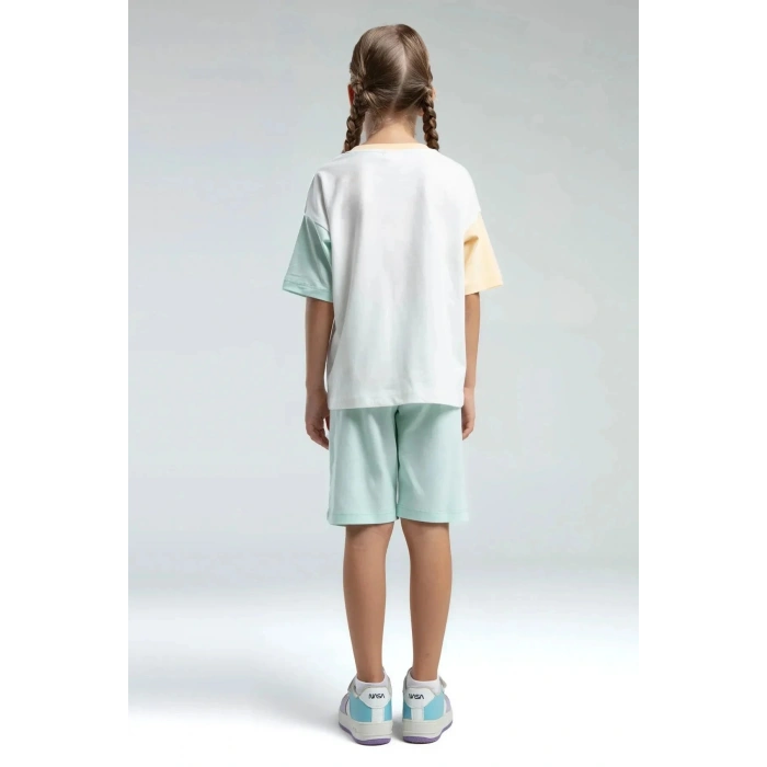 KIZ ÇOCUK BERMUDA TAKIM - BEYAZ/BEJ