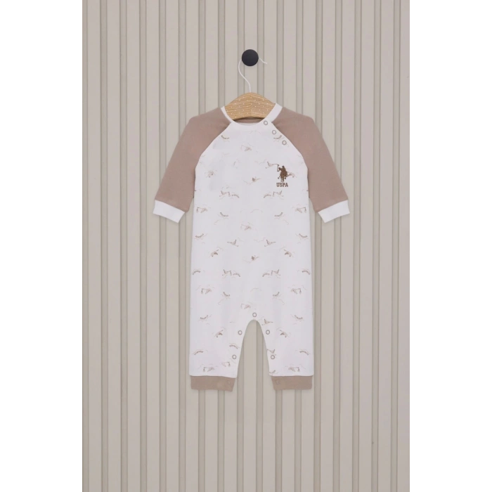US POLO ERKEK BEBEK UZUN KOLLU PATİKSİZ TULUM - BEYAZ