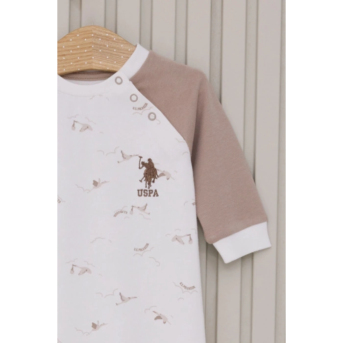 US POLO ERKEK BEBEK UZUN KOLLU PATİKSİZ TULUM - BEYAZ