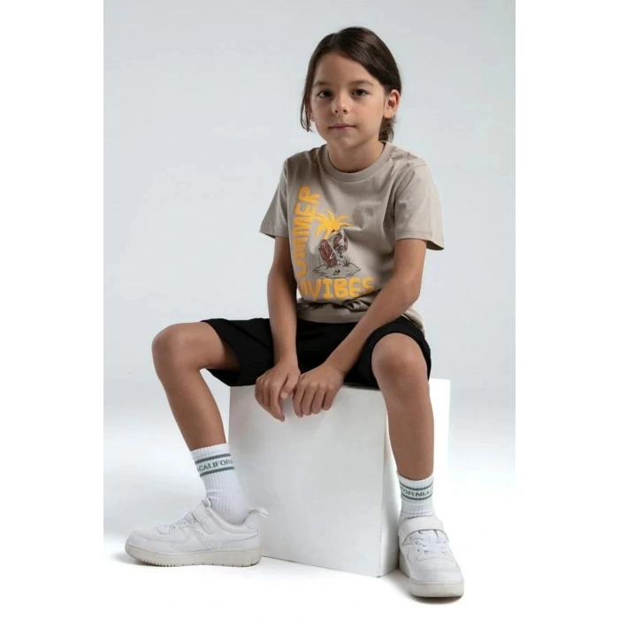 ERKEK ÇOCUK BERMUDA TAKIM - KUM