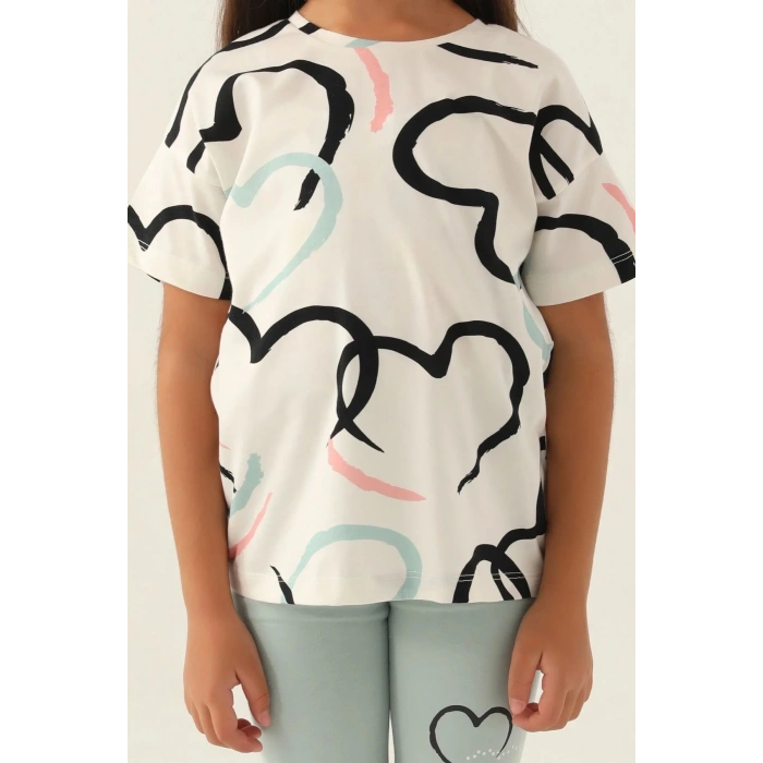 KIZ ÇOCUK BERMUDA TAYT TAKIM - BEYAZ