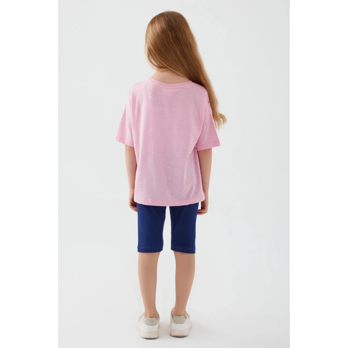 KIZ ÇOCUK BERMUDA TAYT TAKIM - PEMBE