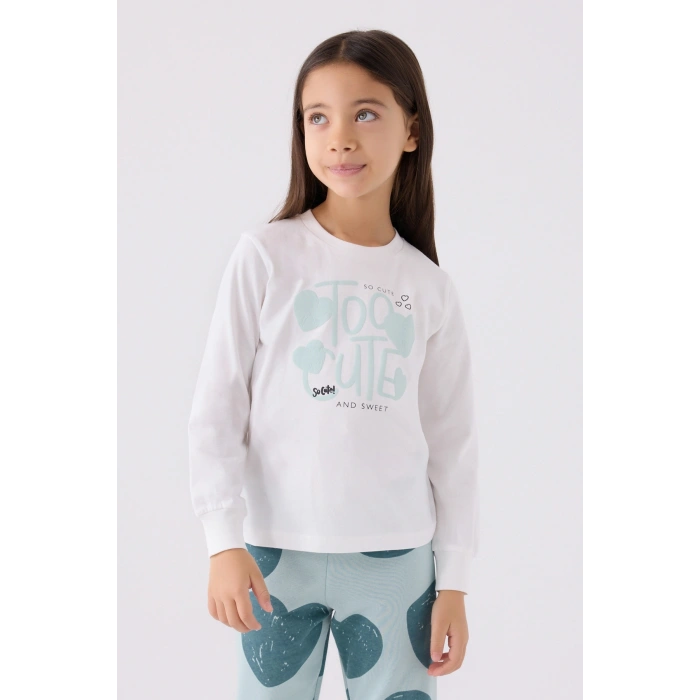 KIZ ÇOCUK İKİLİ TAKIM - KREM SU YEŞİLİ