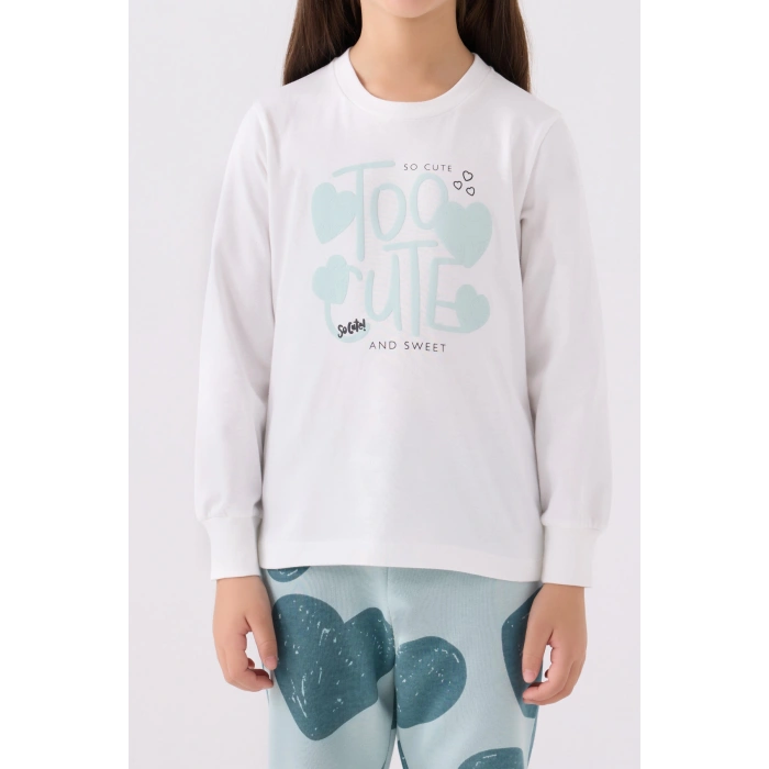 KIZ ÇOCUK İKİLİ TAKIM - KREM SU YEŞİLİ