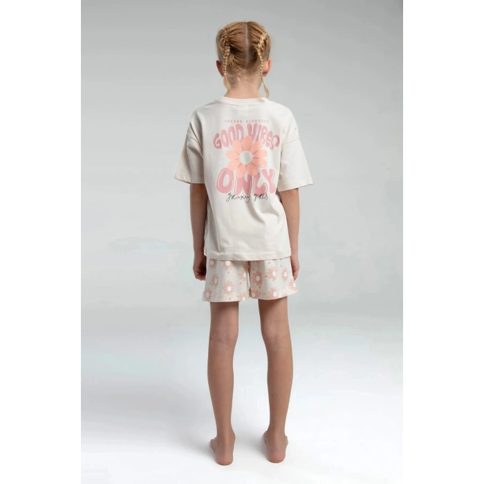 KIZ ÇOCUK ŞORT TAKIM - AÇIK BEJ