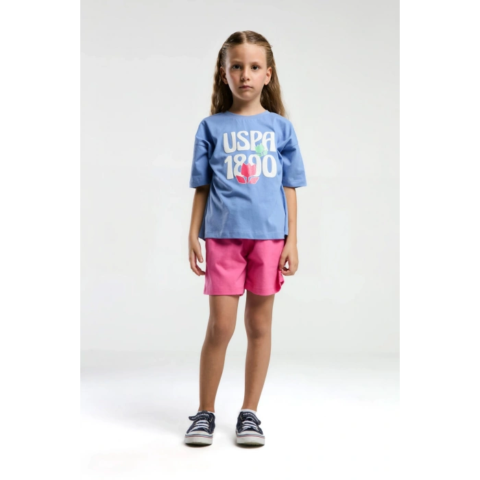 KIZ ÇOCUK ŞORT TAKIM - AÇIK İNDİGO