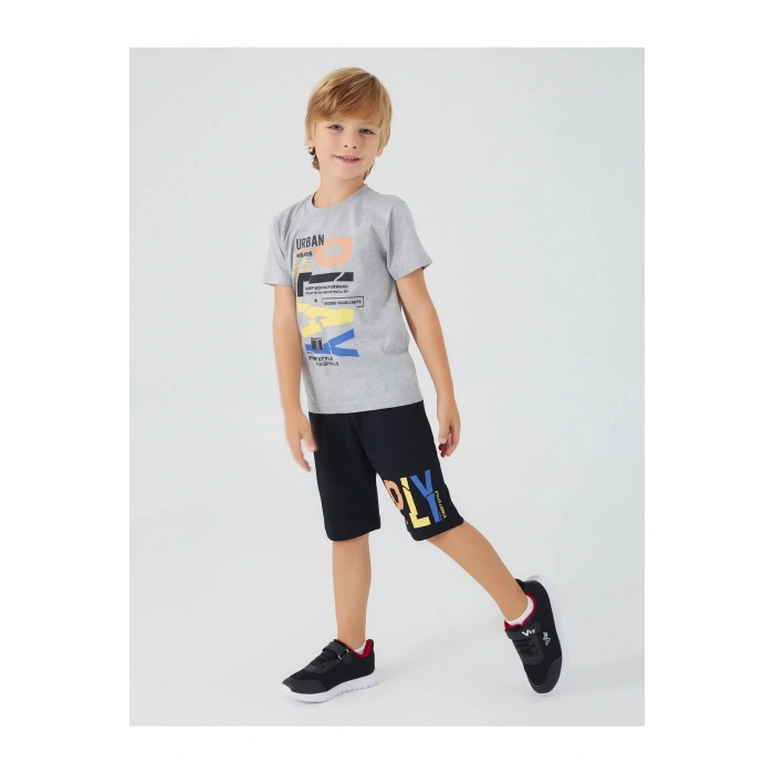 ERKEK ÇOCUK BERMUDA TAKIM - GRİ MELANJ