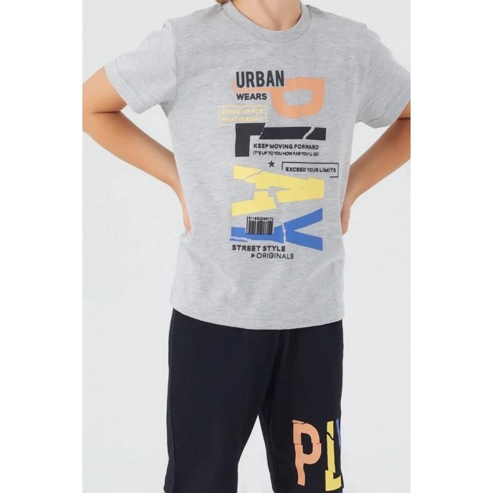 ERKEK ÇOCUK BERMUDA TAKIM - GRİ MELANJ