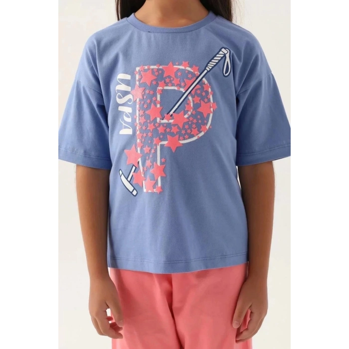 KIZ ÇOCUK KAPRİ TAKIM - AÇIK İNDİGO