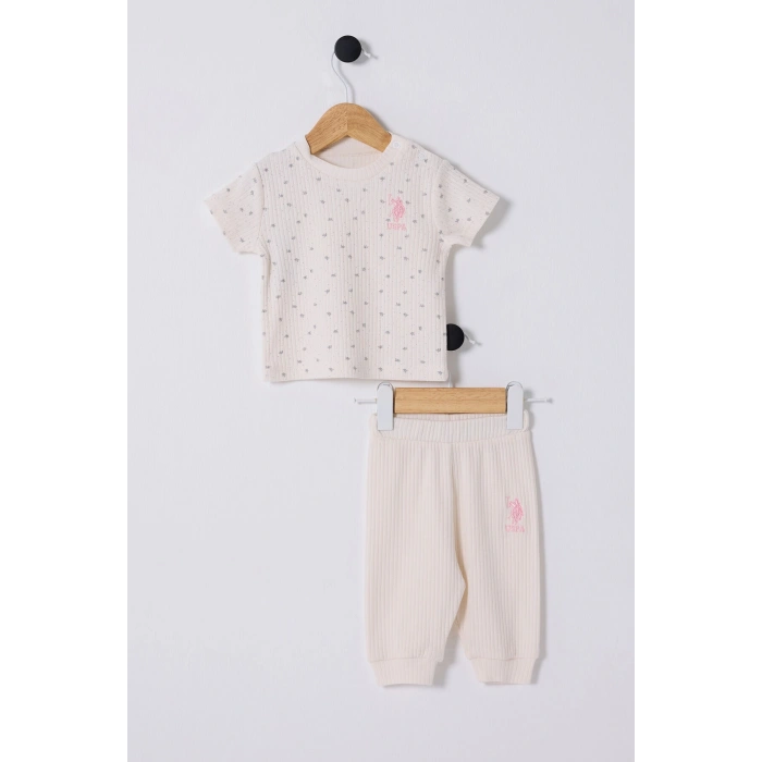 U.S.POLO ASSN. KIZ BEBEK 2Lİ TAKIM - EKRU