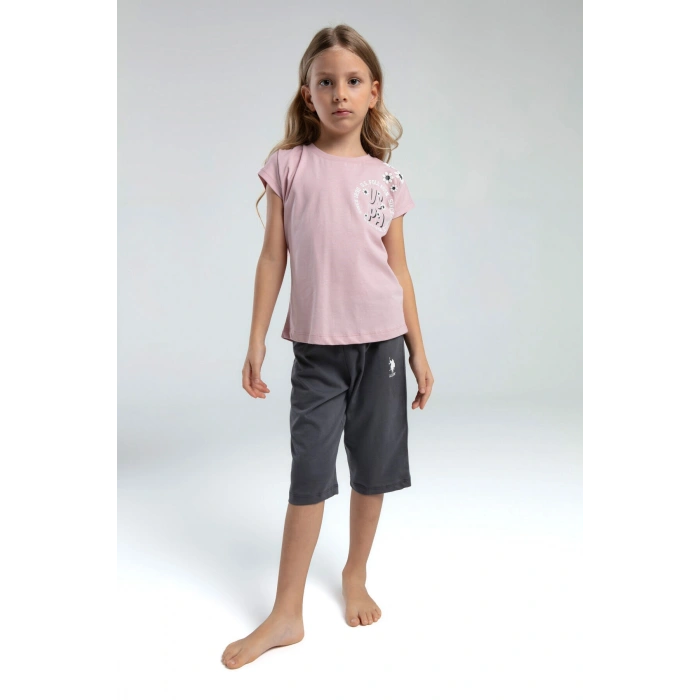 KIZ GARSON KAPRİ TAKIM - SOFT PEMBE