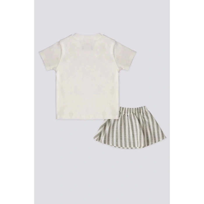 KIZ BEBEK 2 LI KISA KOL T-SHIRT TAKIM - BEYAZ