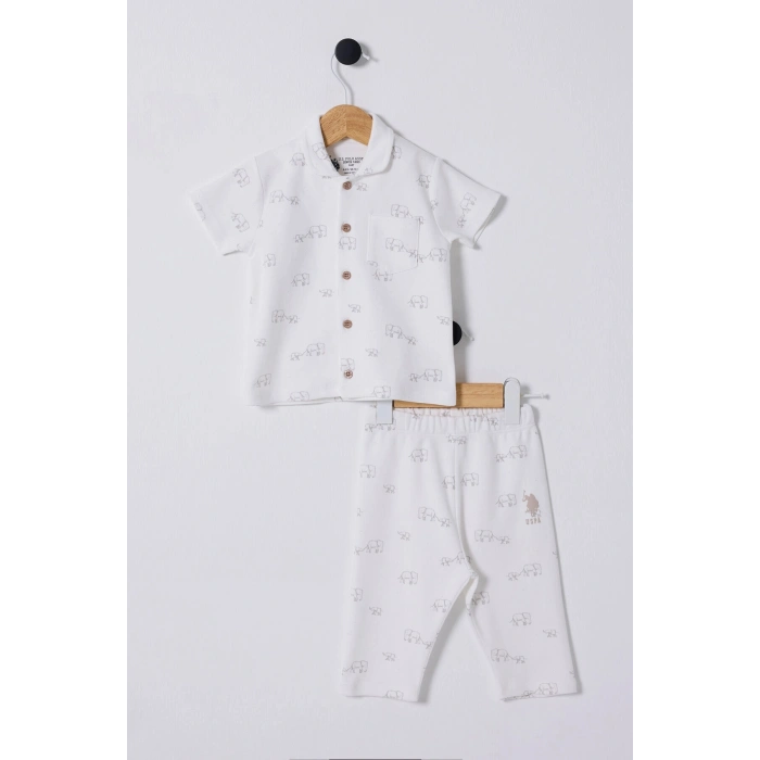 U.S POLO ASSN ERKEK BEBEK PİJAMA TAKIMI - Beyaz