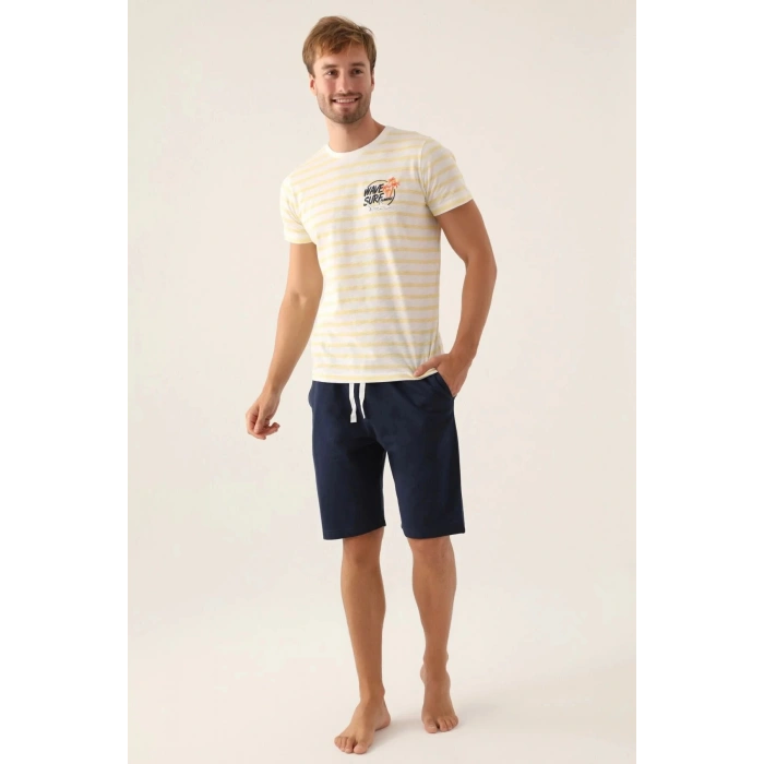 ERKEK BERMUDA TAKIM - KREM PUDİNG