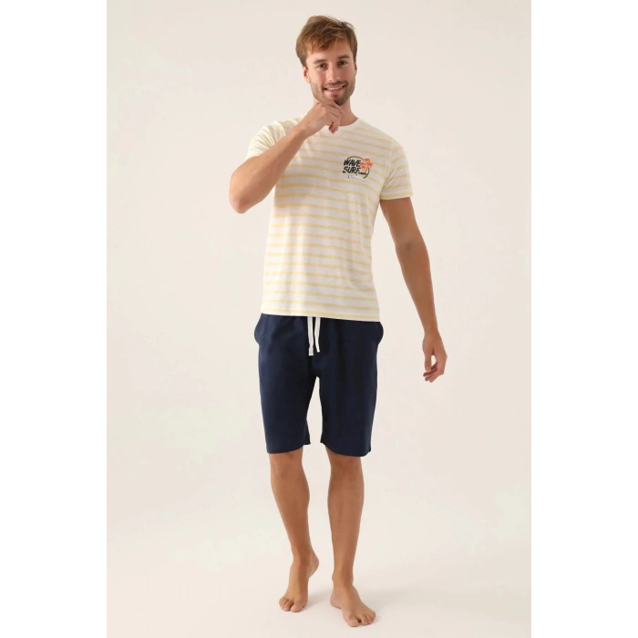 ERKEK BERMUDA TAKIM - KREM PUDİNG