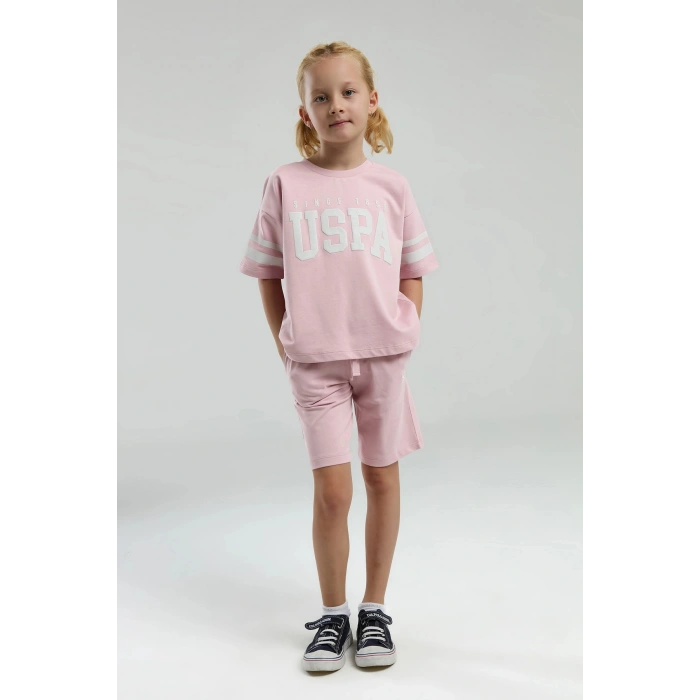 KIZ GARSON BERMUDA TAKIM - TOZ PEMBE