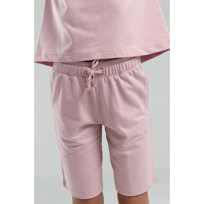 KIZ GARSON BERMUDA TAKIM - TOZ PEMBE