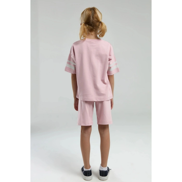 KIZ GARSON BERMUDA TAKIM - TOZ PEMBE