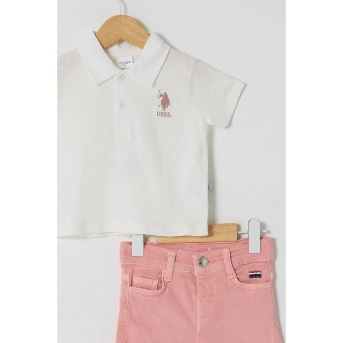 U.S.POLO KIZ BEBEK 2Lİ KISA KOL T-SHIRT TAKIM - Beyaz