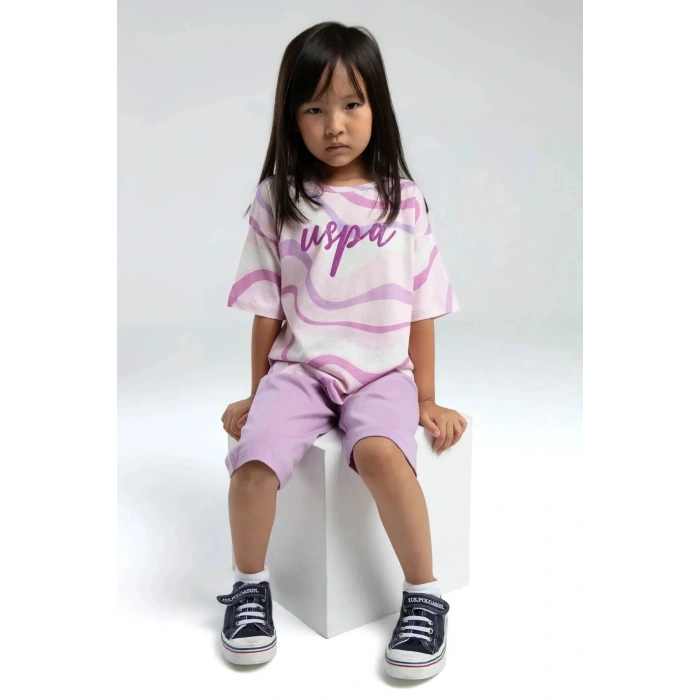 KIZ GARSON KAPRİ TAKIM - KREM/TOZ PEMBE