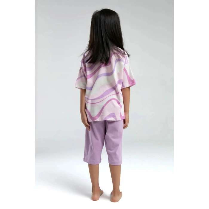 KIZ GARSON KAPRİ TAKIM - KREM/TOZ PEMBE