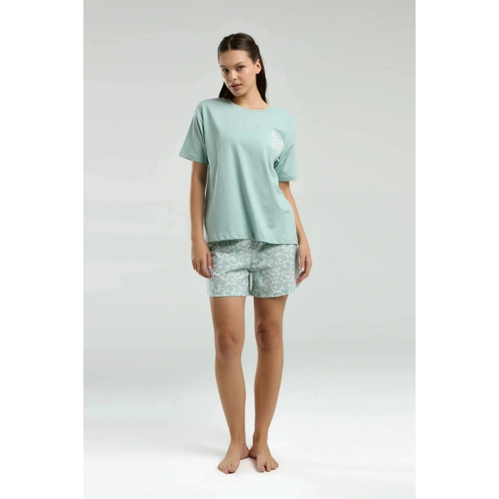 ANNE KIZ ÇOCUK ŞORT TAKIM - SU YEŞİLİ