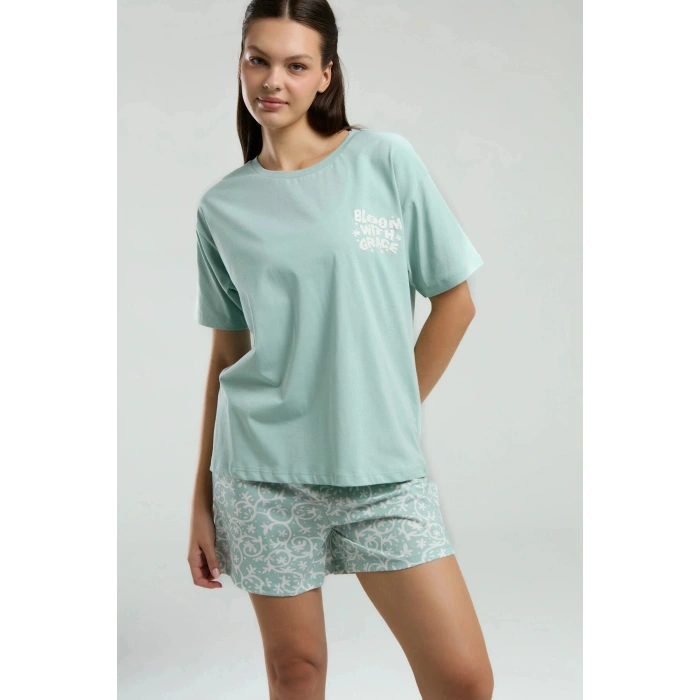 ANNE KIZ ÇOCUK ŞORT TAKIM - SU YEŞİLİ