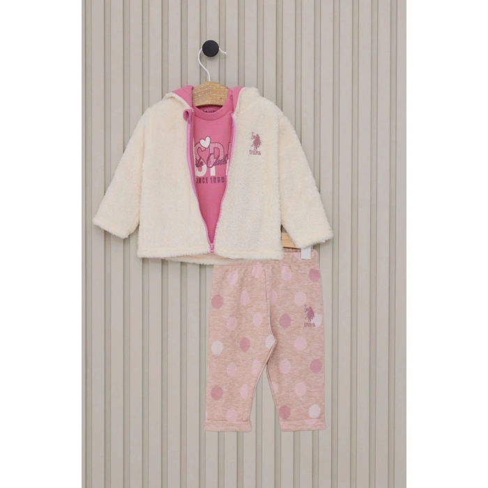 US POLO KIZ BEBEK 3LU TAKIM - BEYAZ