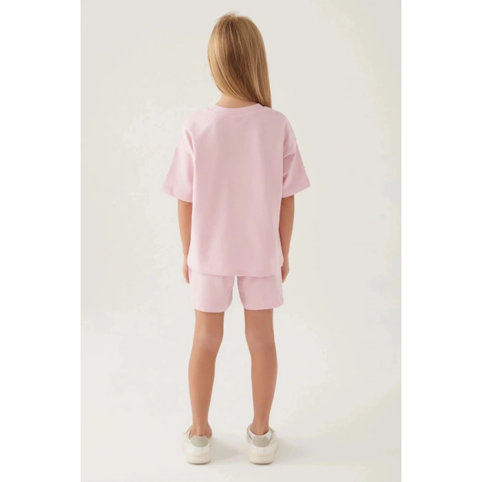 KIZ ÇOCUK ŞORT TAKIM - TOZ PEMBE