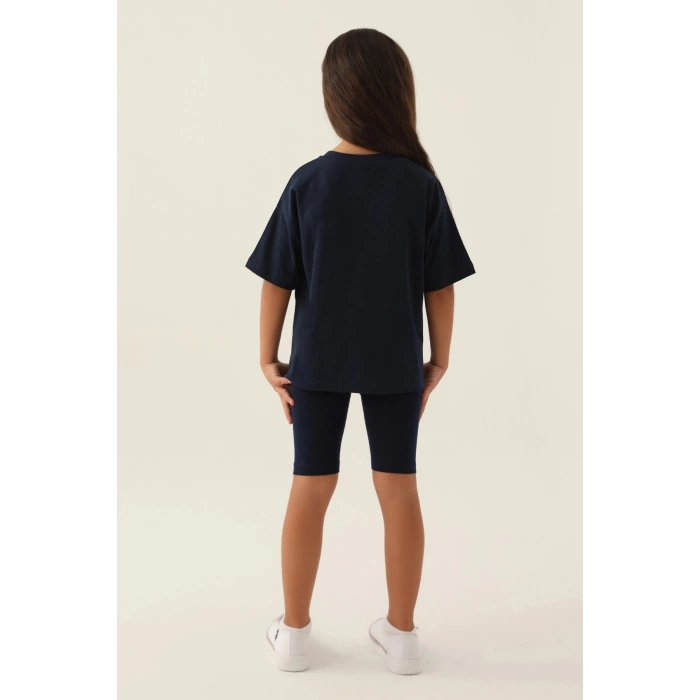 KIZ GARSON BERMUDA TAYT TAKIM - LACİVERT