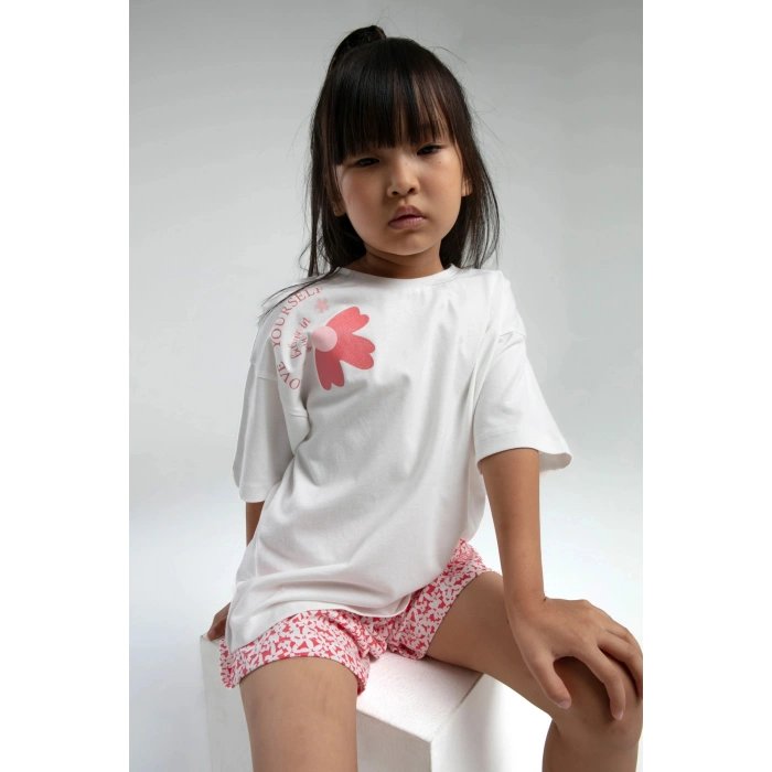 KIZ ÇOCUK ŞORT TAKIM - Beyaz