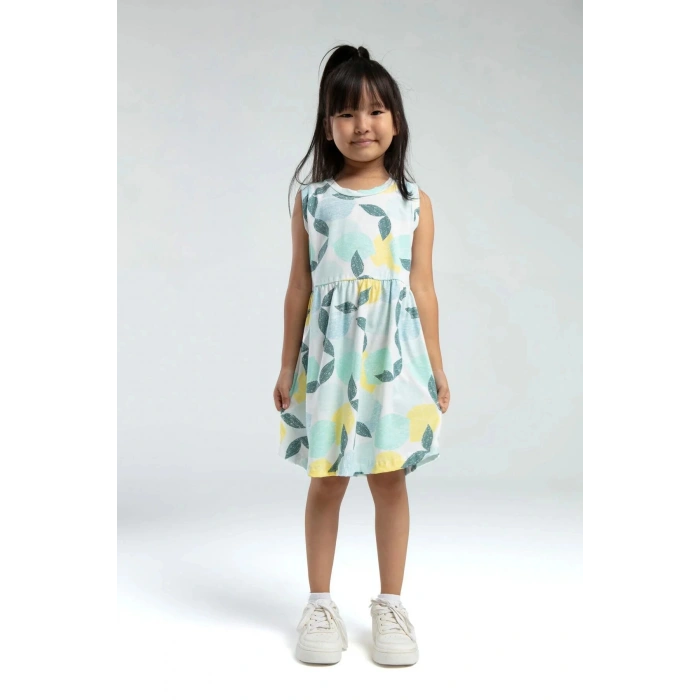 KIZ ÇOCUK ELBİSE - BEYAZ/NİL