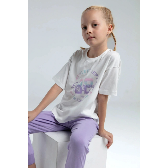 KIZ ÇOCUK İKİLİ TAKIM - BEYAZ/LİLA