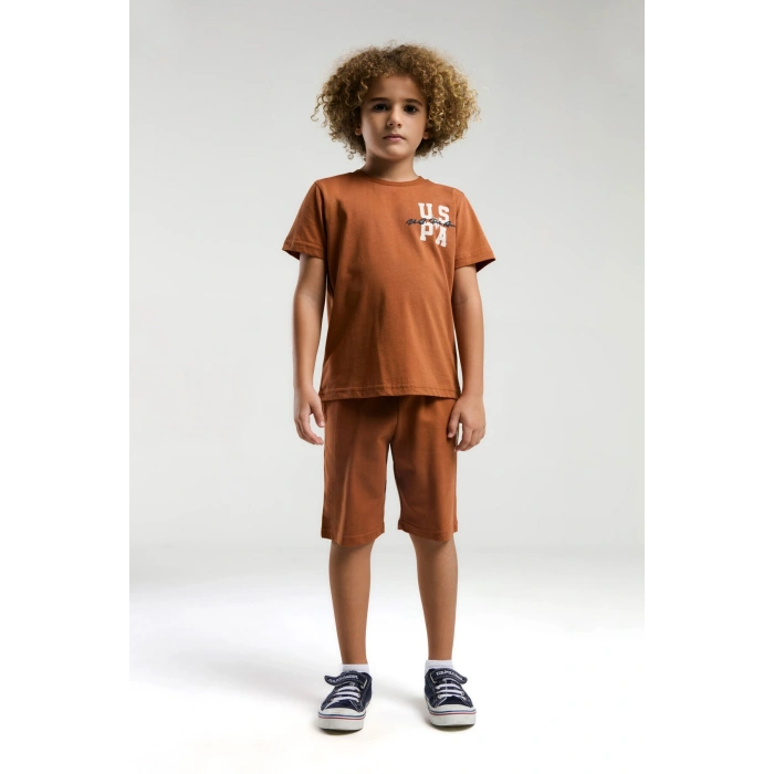 ERKEK ÇOCUK BERMUDA TAKIM - AÇIK KAHVE