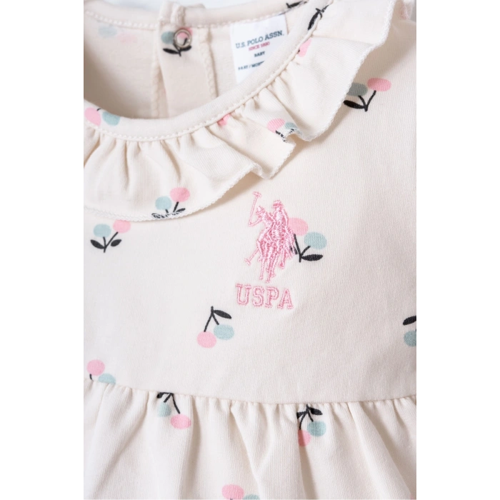 U.S.POLO ASSN. KIZ BEBEK ELBİSE - EKRU