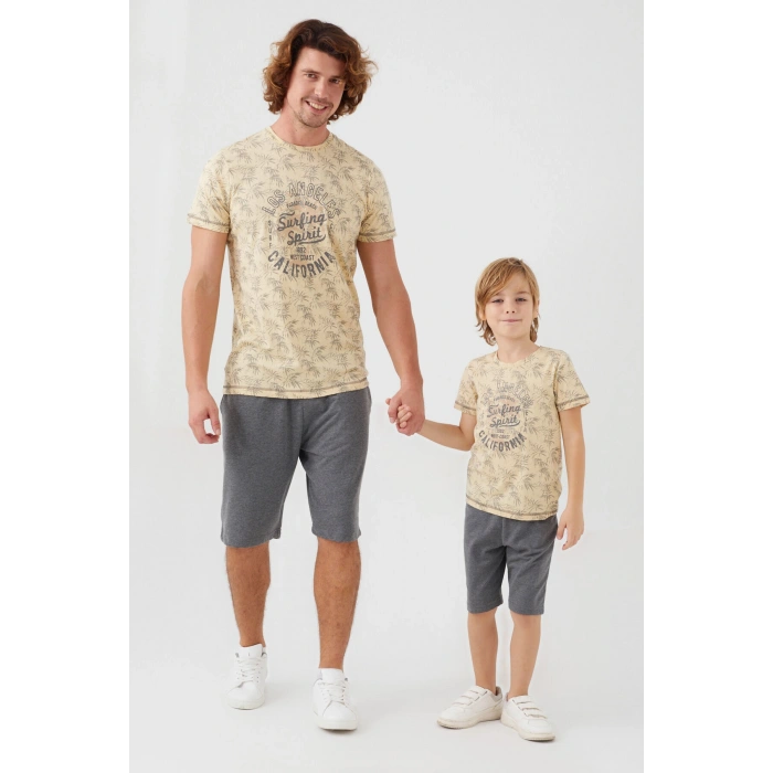 ARNETTA BABA OĞUL BERMUDA TAKIM - KOYU BEJ