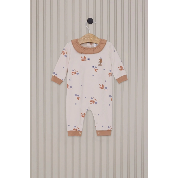 US POLO KIZ BEBEK UZUN KOLLU PATİKSİZ TULUM - AÇIK BEJ