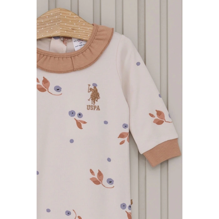 US POLO KIZ BEBEK UZUN KOLLU PATİKSİZ TULUM - AÇIK BEJ