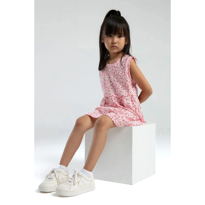 KIZ ÇOCUK ELBİSE - BEYAZ/CORAL