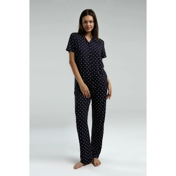 ARNETTA KADIN GÖMLEK PİJAMA TAKIMI - LACİVERT
