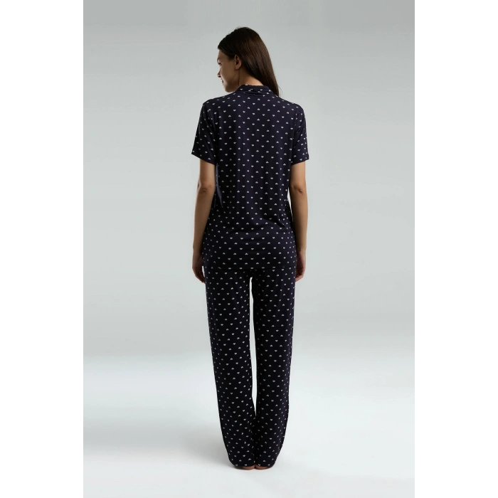 ARNETTA KADIN GÖMLEK PİJAMA TAKIMI - LACİVERT