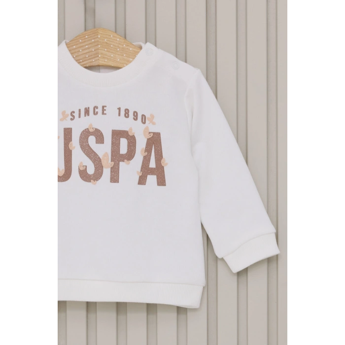 US POLO KIZ BEBEK UZUN KOL 2LI TAKIM - BEYAZ