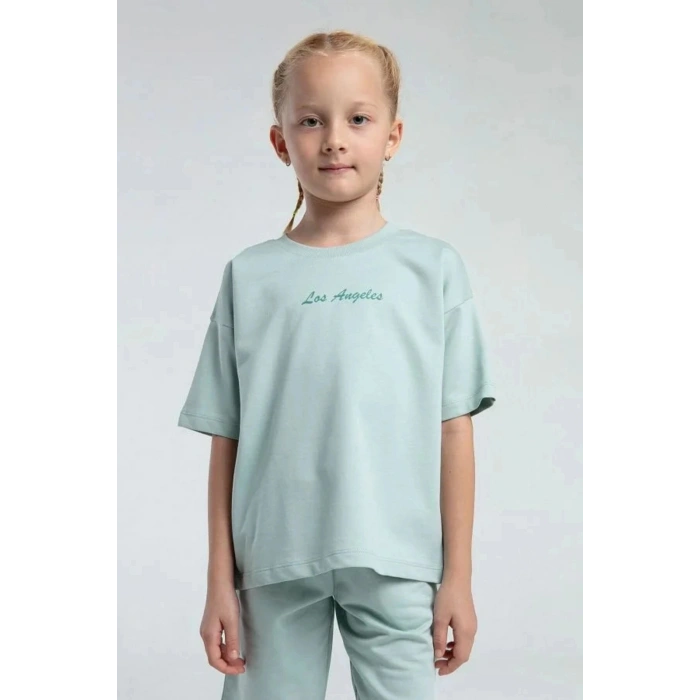 KIZ ÇOCUK BERMUDA TAKIM - SU YEŞİLİ