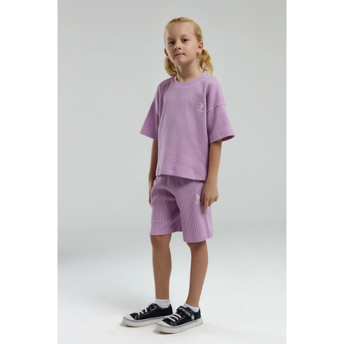 KIZ GARSON BERMUDA TAKIM - MAUVE