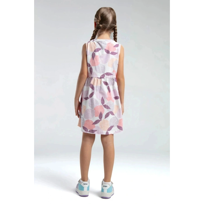 KIZ ÇOCUK ELBİSE - BEYAZ/SOMON