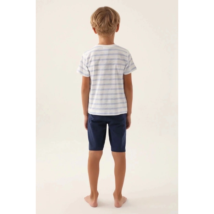 ERKEK ÇOCUK BERMUDA TAKIM - KREM MAVİ